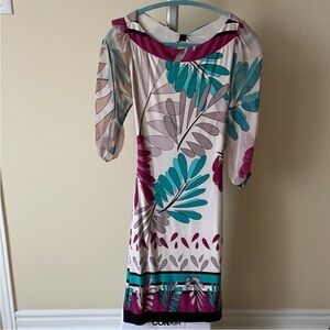Analili floral print with sheer silk long sleeve dress, size XS